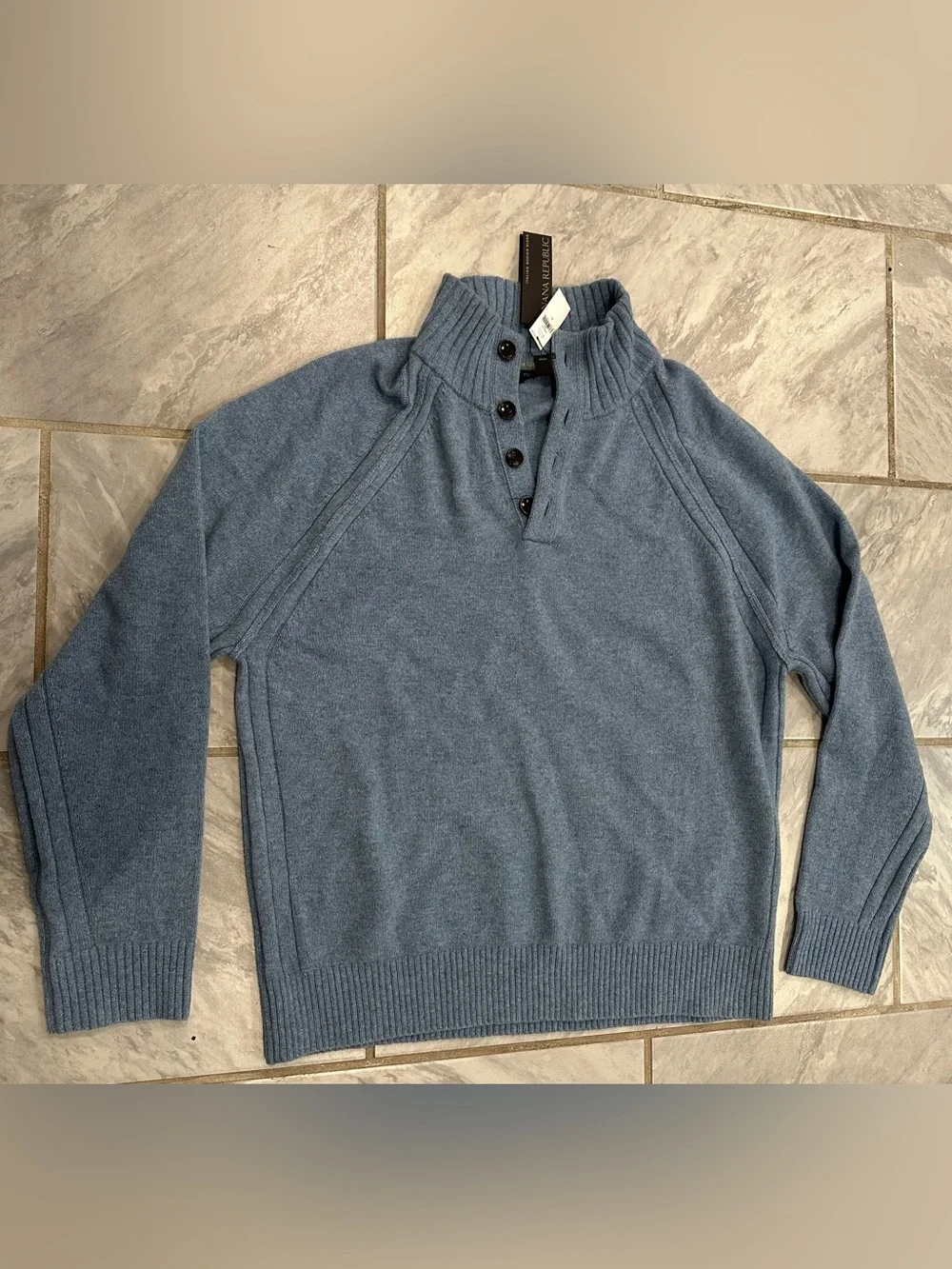 NWT Banana Republic Mens Italian Yarn Wool Pullover Knit Sweater Size XL Blue